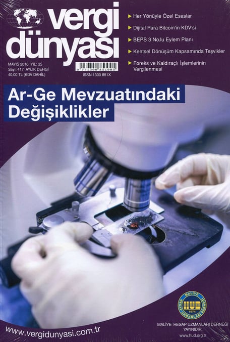 Vergi Dünyası Dergisi Mayıs 2016 Münever Yeğin 