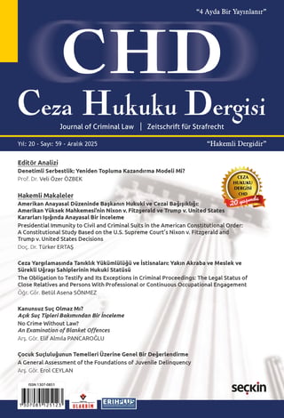 Ceza Hukuku Dergisi Sayı: 59 – Aralık 2025