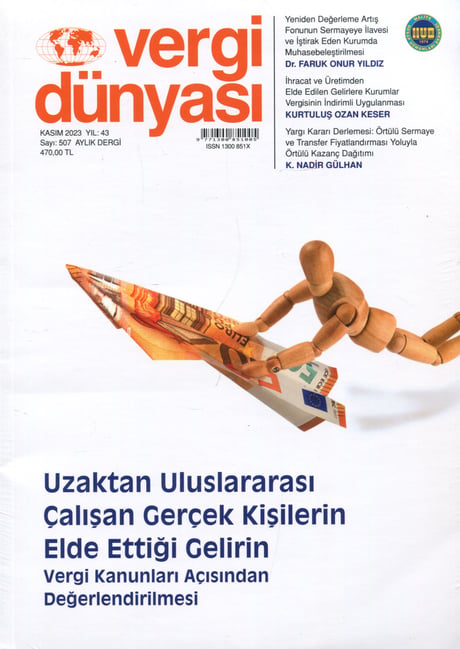 Vergi Dünyası Dergisi Kasım 2023 Münever Yeğin 