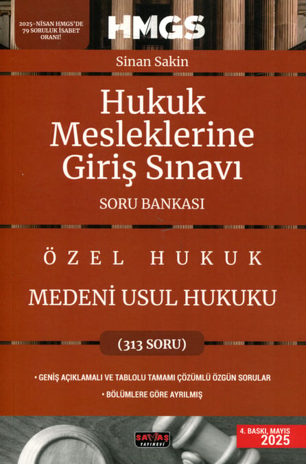 HMGS Medeni Usul Hukuku Soru Bankası Sinan Sakin  - Kitap