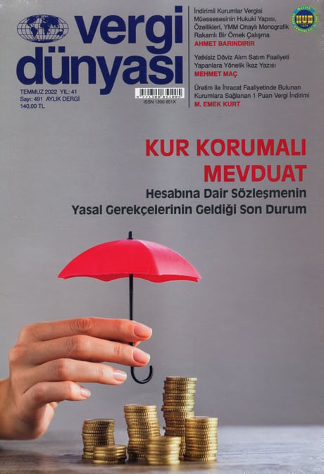 Vergi Dünyası Dergisi Temmuz 2022 Münever Yeğin 