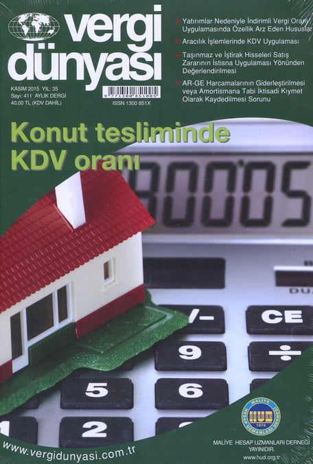 Vergi Dünyası Dergisi Kasım 2015 Münever Yeğin 