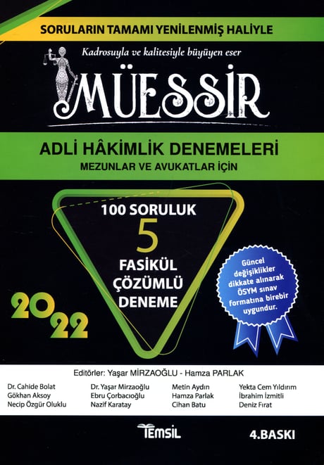 Müessir Adli Hakimlik Denemeleri – Mezunlar ve Avukatlar İçin Sertkan Erdurmaz, Hamza Parlak  - Kitap
