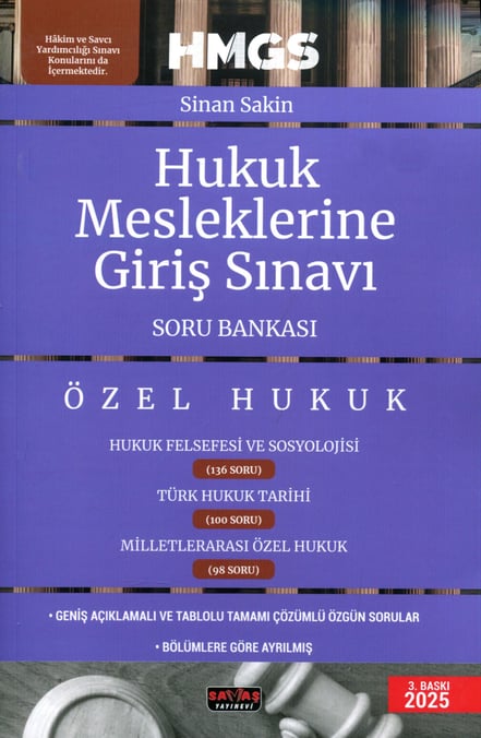 HMGS Hukuk Felsefesi ve Sosyolojisi Türk Hukuk Tarihi Milletlerarası Özel Hukuk Soru Bankası  Sinan Sakin  - Kitap