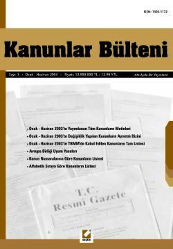 Kanunlar Bülteni Sayı:3 (Ocak – Haziran 2003) Seçkin Yayıncılık 