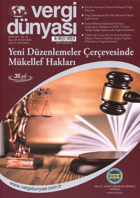 Vergi Dünyası Dergisi Mayıs 2017 Münever Yeğin 