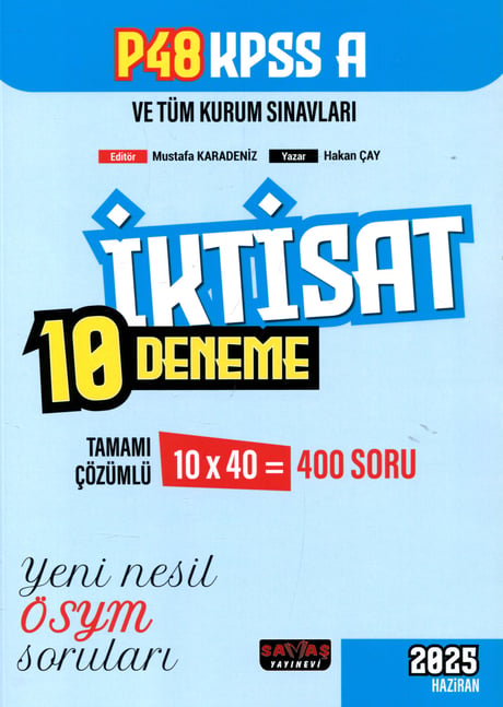 P48 KPSS A Grubu İktisat 10 Deneme Tamamı Çözümlü Hakan Çay, Mustafa Karadeniz  - Kitap