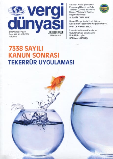 Vergi Dünyası Dergisi Şubat 2022 Münever Yeğin 