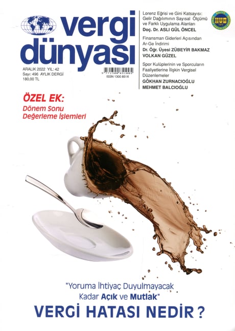 Vergi Dünyası Dergisi Aralık 2022 Münever Yeğin 