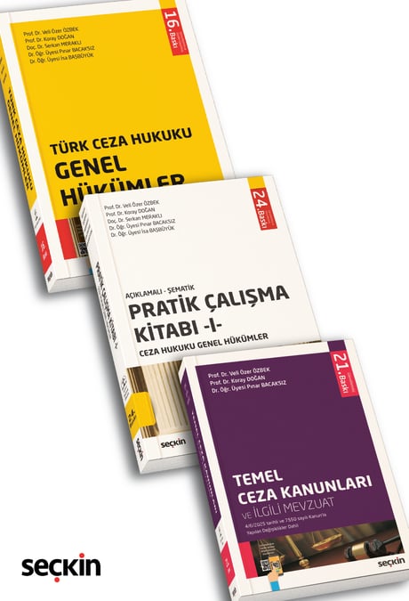 Ceza Hukuku Genel Hükümler (3'lü Set)  Ekim 2025 Prof. Dr. Veli Özer Özbek, Prof. Dr. Koray Doğan, Doç. Dr. Serkan Meraklı, Dr. Öğr. Üyesi Pınar Bacaksız, Dr. Öğr. Üyesi İsa Başbüyük 