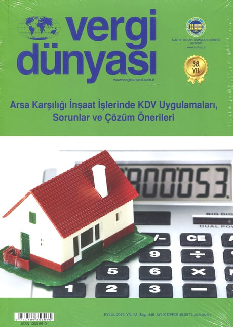 Vergi Dünyası Dergisi Eylül 2018 Münever Yeğin 