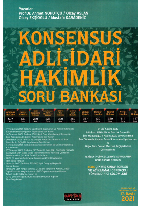 Konsensus Adli – İdari Hakimlik Soru Bankası (Modüler Set) (11 Kitap) Prof. Dr. Ahmet Nohutçu, Olcay Aslan, Mustafa Karadeniz, M. Olcay Ekşioğlu  - Kitap