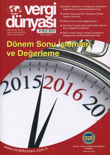 Vergi Dünyası Dergisi Aralık 2015 Münever Yeğin 