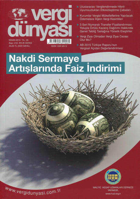 Vergi Dünyası Dergisi Nisan 2016 Münever Yeğin 
