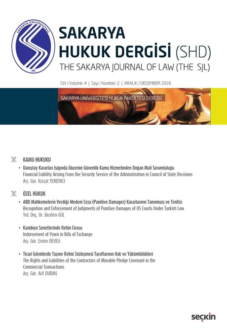 Sakarya Üniversitesi Hukuk Fakültesi Dergisi Cilt:4 – Sayı:2 Aralık 2016 Yrd. Doç. Dr. Ayhan Selçuk Özgenç 