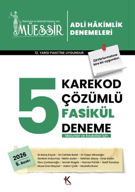Müessir Adli Hakimlik Denemeleri – Karekod Çözümlü – Mezunlar ve Avukatlar İçin Dr. Barış Küçük, Dr. Yaşar Mirzaoğlu, Dr. Cahide Bolat  - Kitap