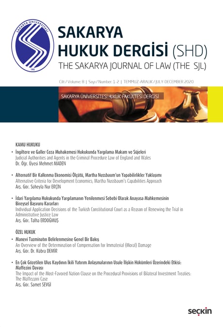 Sakarya Üniversitesi Hukuk Fakültesi Dergisi Cilt:8 – Sayı:1–2 Temmuz–Aralık 2020 Temmuz–Aralık 2020 Dr. Öğr. Üyesi Alper Işık 