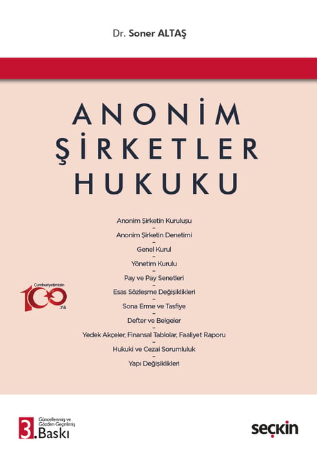 Anonim Şirketler Hukuku Dr. Soner Altaş  - Kitap