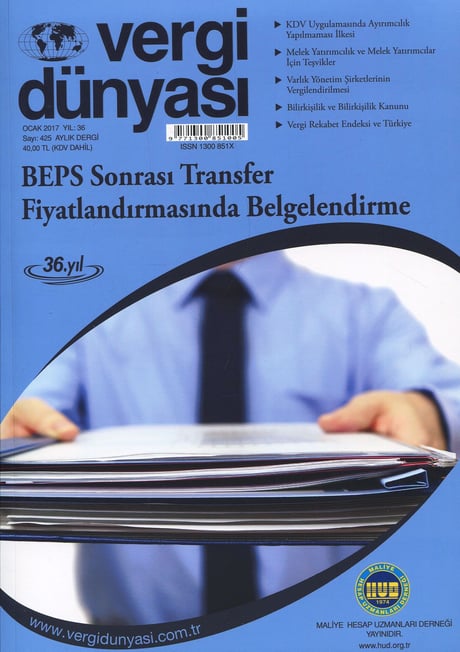 Vergi Dünyası Dergisi Ocak 2017 Münever Yeğin 