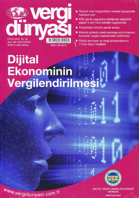 Vergi Dünyası Dergisi Eylül 2015 Münever Yeğin 