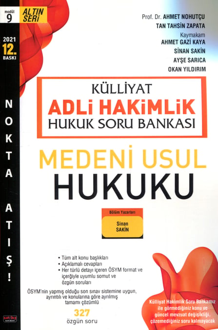 Modül: 9 Külliyat Adli Hakimlik Hukuk Soru Bankası Medeni Usul Hukuku Sinan Sakin  - Kitap