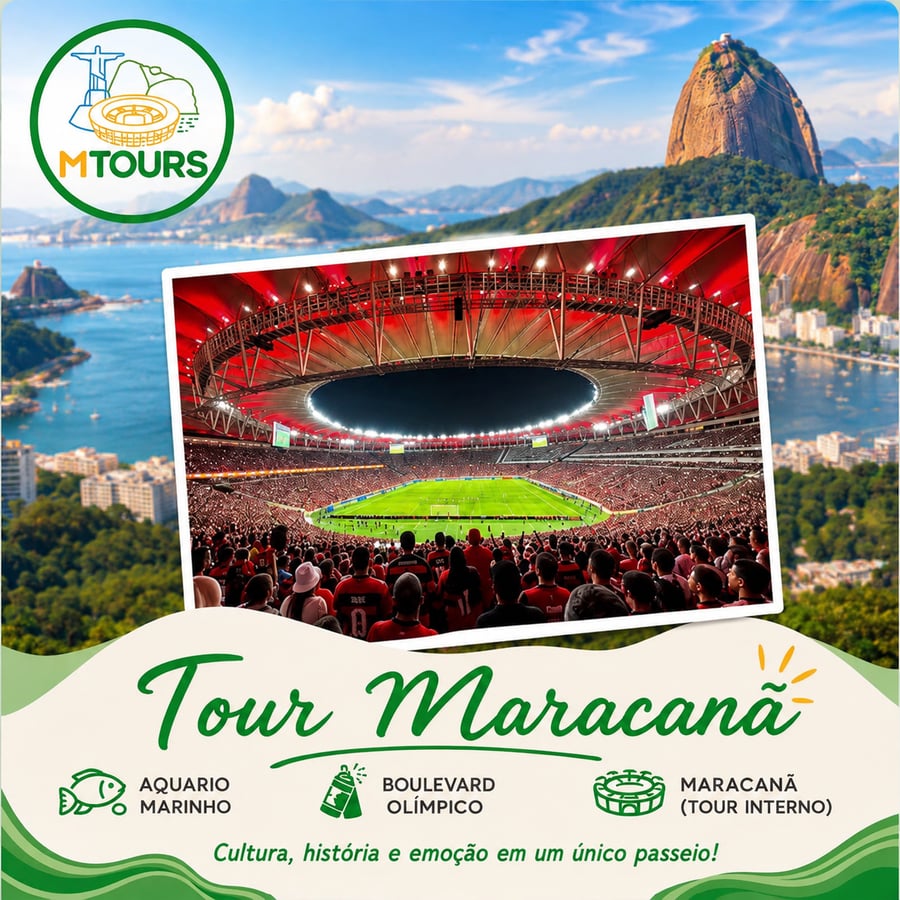 Viva os Bastidores do Templo do Futebol  Conheça de perto o icônico Estádio do Maracanã em uma experiência inesquecível para os amantes do futebol e da cultura brasileira.  Durante o tour, você terá acesso aos bastidores de um dos estádios mais famosos do mundo, visitando os vestiários oficiais utilizados pelos grandes clubes e seleções, percorrendo o túnel de acesso ao campo e chegando à beira do gramado, onde tantas histórias foram escritas.  A experiência também inclui uma visita ao banco de reservas, às arquibancadas e a diversas áreas exclusivas do estádio, proporcionando uma verdadeira imersão na atmosfera do Maracanã.  ✔ Ingressos incluídos ✔ Guia acompanhante bilíngue (português, inglês e espanhol) ✔ Acesso aos vestiários oficiais ✔ Visita ao gramado e banco de reservas ✔ Acesso às arquibancadas e áreas históricas do estádio  Descubra os segredos, a história e as emoções do maior palco do futebol brasileiro em um passeio imperdível no coração do Rio de Janeiro. ⚽🏟️🇧🇷
