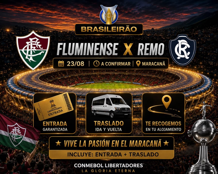 Vive una aventura única en el corazón del fútbol mundial en el emblemático estadio Maracaná, ubicado en la vibrante Río de Janeiro. Conocido como el templo del fútbol, ​​el Maracaná es uno de los estadios más famosos del mundo y ha sido sede de finales inolvidables, hogar de grandes ídolos y momentos que han marcado a generaciones. Más allá de ver un partido, te sumergirás en una emoción indescriptible, rodeado de miles de aficionados y cánticos apasionados, en una atmósfera única que solo Río de Janeiro puede ofrecer.  Con M Tours, tu experiencia en el Maracaná será segura y cómoda. Garantizamos tu entrada, te ofrecemos transporte de ida y vuelta y te recogemos directamente en tu hotel. Nuestro servicio personalizado estará a tu disposición durante toda la experiencia, para que disfrutes al máximo de este evento inolvidable. Déjate envolver por la magia del Maracaná y vive el fútbol como nunca imaginaste.  No te pierdas la oportunidad de ser parte de este espectáculo inolvidable. Reserva tu lugar ahora y pre