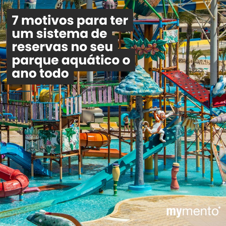 Ilustração de um parque aquático, representando os benefícios de um sistema de reservas.