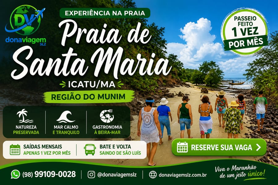 Praia de Santa Maria. BATE E VOLTA EXCLUSIVO  da dona viagem slz. região do munim. Icatu. Maranhão