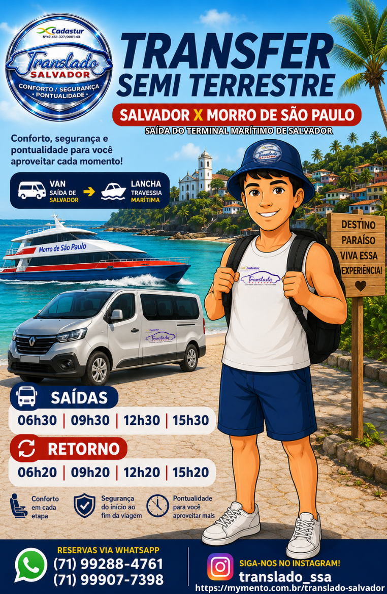 SAÍDAS DO TERMINAL MARÍTIMO  06:30 / 09:30 / 12:30 / 15:30