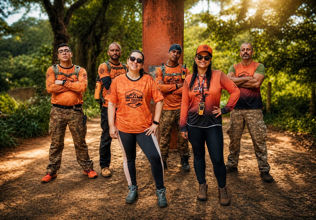 Grupo caminhando na natureza
