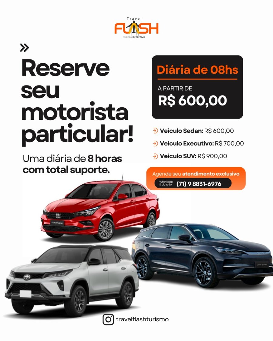 Motorista e veículo à disposição diárias a partir de 08hs  