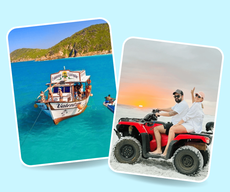 Passeio de barco com open bar + quadriciclo em Arraial do Cabo