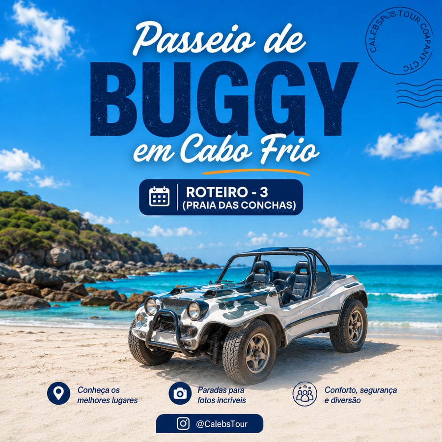 Passeio de Buggy em Cabo Frio - Roteiro 2:  Praia das Conchas 