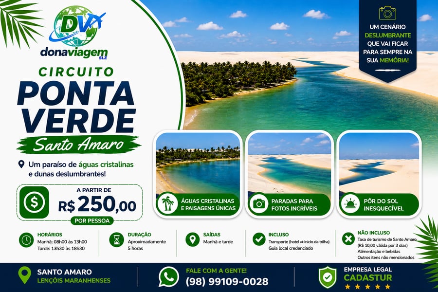 Lagoas de Ponta Verde em Santo Amaro. passeio nos Lençóis Maranhenses Dona Viagem SLZ