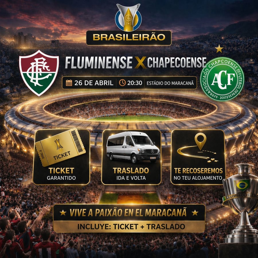 Vive una aventura única en el corazón del fútbol mundial en el emblemático estadio Maracaná, ubicado en la vibrante Río de Janeiro. Conocido como el templo del fútbol, ​​el Maracaná es uno de los estadios más famosos del mundo y ha sido sede de finales inolvidables, hogar de grandes ídolos y momentos que han marcado a generaciones. Más allá de ver un partido, te sumergirás en una emoción indescriptible, rodeado de miles de aficionados y cánticos apasionados, en una atmósfera única que solo Río de Janeiro puede ofrecer.  Con M Tours, tu experiencia en el Maracaná será segura y cómoda. Garantizamos tu entrada, te ofrecemos transporte de ida y vuelta y te recogemos directamente en tu hotel. Nuestro servicio personalizado estará a tu disposición durante toda la experiencia, para que disfrutes al máximo de este evento inolvidable. Déjate envolver por la magia del Maracaná y vive el fútbol como nunca imaginaste.  No te pierdas la oportunidad de ser parte de este espectáculo inolvidable. Reserva tu lugar ahora y pre