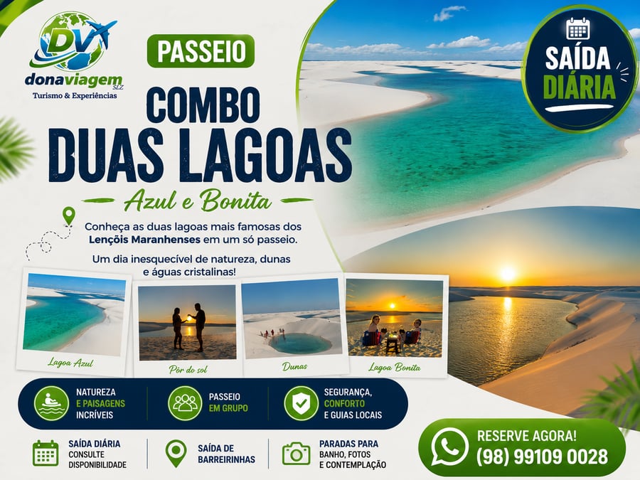 Combo Duas Lagoas – Lagoa Azul + Lagoa Bonita | Dona Viagem SLZ