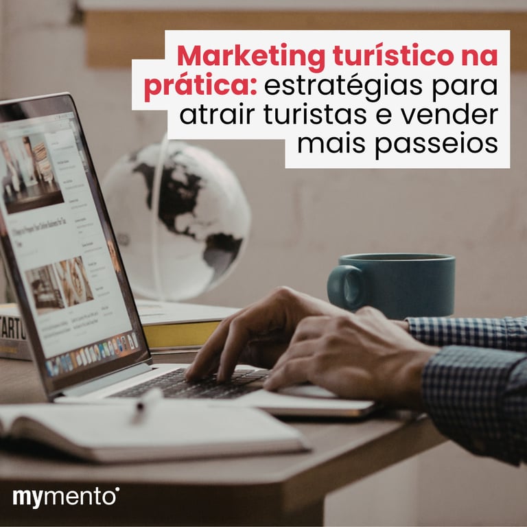 Empresário do turismo utilizando estratégias de marketing turístico para atrair clientes e aumentar reservas de passeios