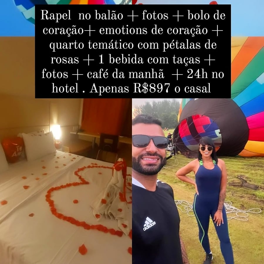DIA DOS NAMORADOS = RAPEL NO BALÃO + QUARTO COM PÉTALAS DE ROSAS