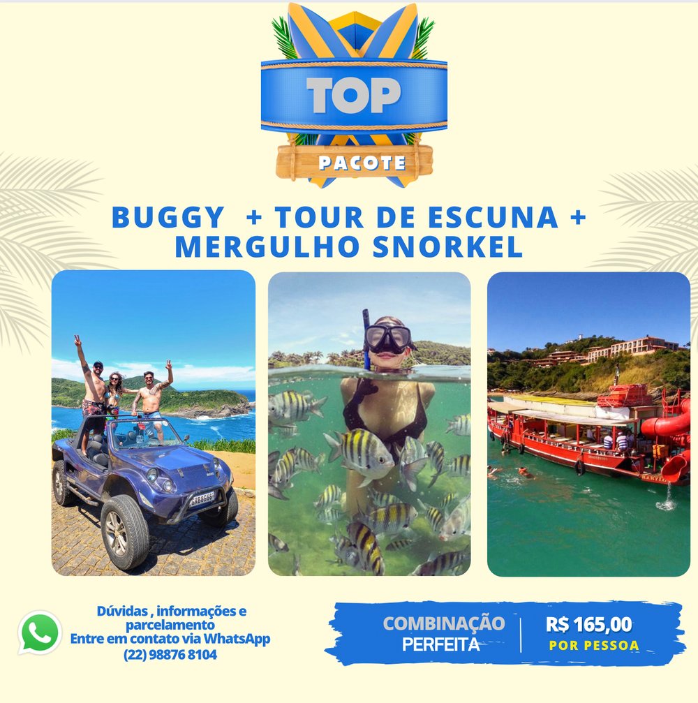 Combo: Tour de Escuna + Mergulho de Snorkel + Buggy Tour