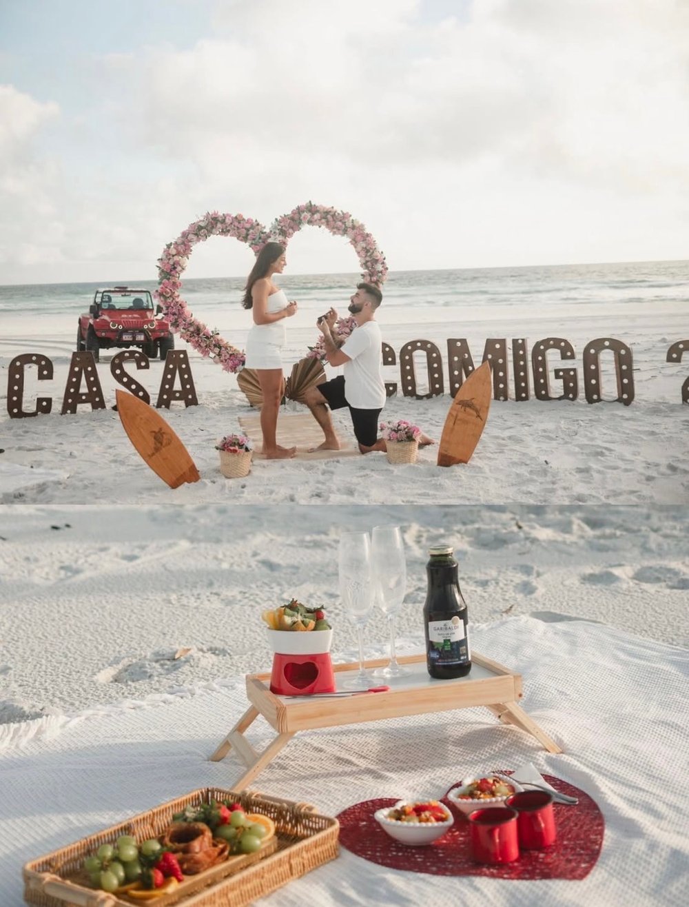 Pique Nique Romântico na Praia Combinado com decoração para pedido de Casamento na Praia com Passeio de Buggy