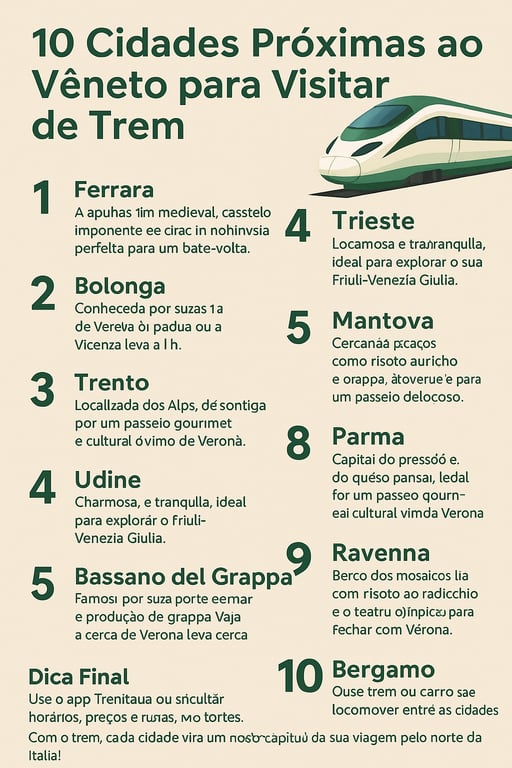 10 Cidades Próximas ao Vêneto para Visitar de Trem
