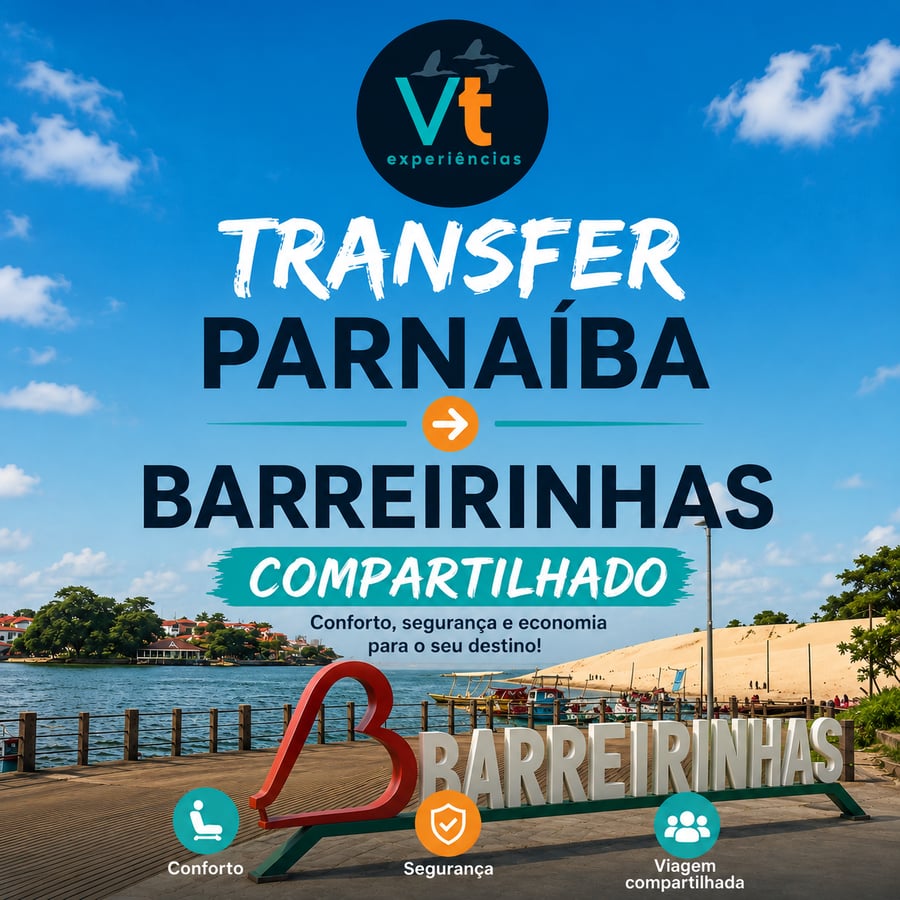 O transfer compartilhado de Parnaíba para Barreirinhas é uma opção prática, confortável e econômica para quem deseja seguir viagem até a porta de entrada dos Lençóis Maranhenses. 🌴🚐  O serviço da Victour Experiências é realizado em veículo climatizado, com embarque organizado e acompanhamento durante o trajeto, proporcionando mais segurança e tranquilidade aos passageiros.  Durante o percurso, você poderá apreciar belas paisagens do litoral nordestino e viajar com conforto até Barreirinhas, principal base para explorar os famosos Lençóis Maranhenses. ✨