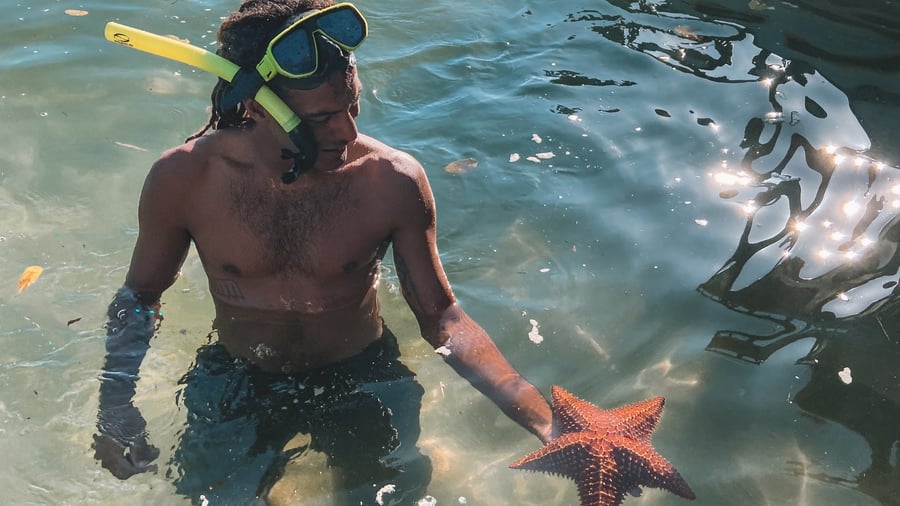 Parada na Ilha da Cotia, onde é possivel avistar estrelas do mar