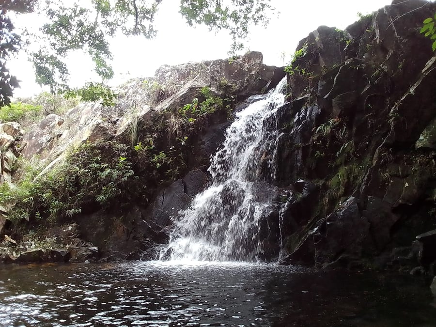  A Cachoeira do Mangue, em Minas Gerais, é um refúgio de beleza, com quedas d'água rodeadas por vegetação rica.