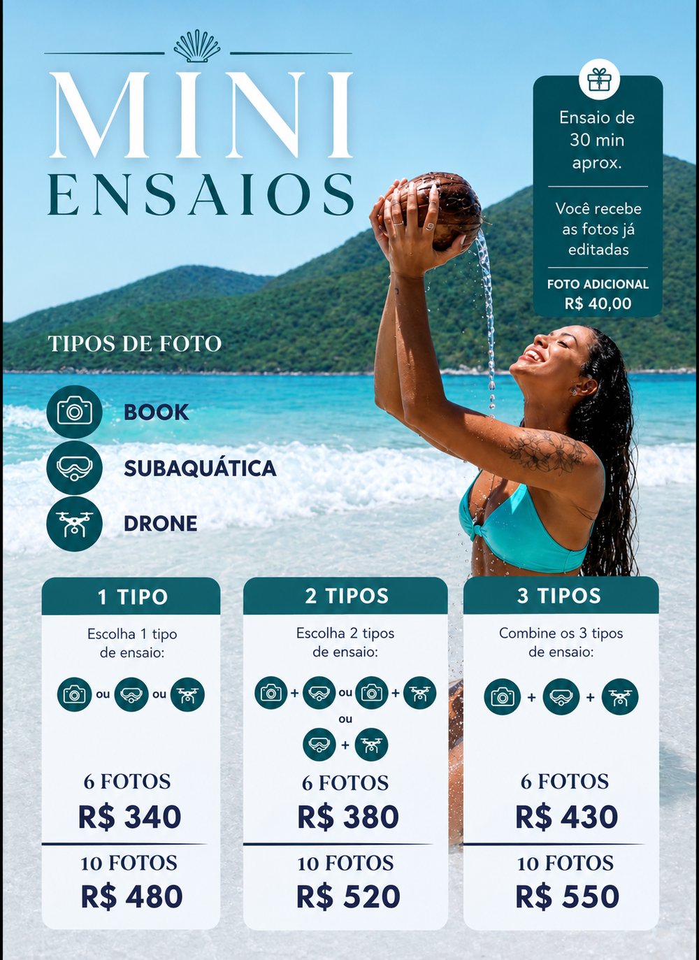 Mini Ensaio Fotográfico na praia em Arraial do Cabo