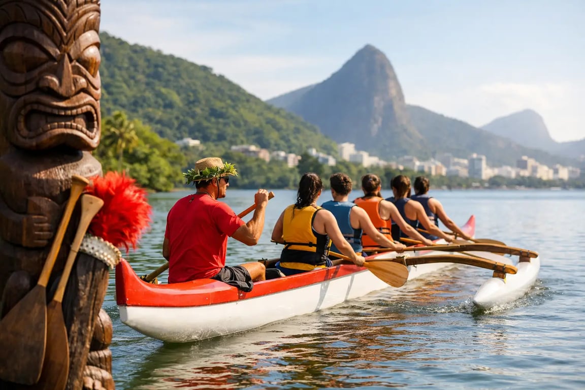 Aulas seguras de canoa polinésia no Rio