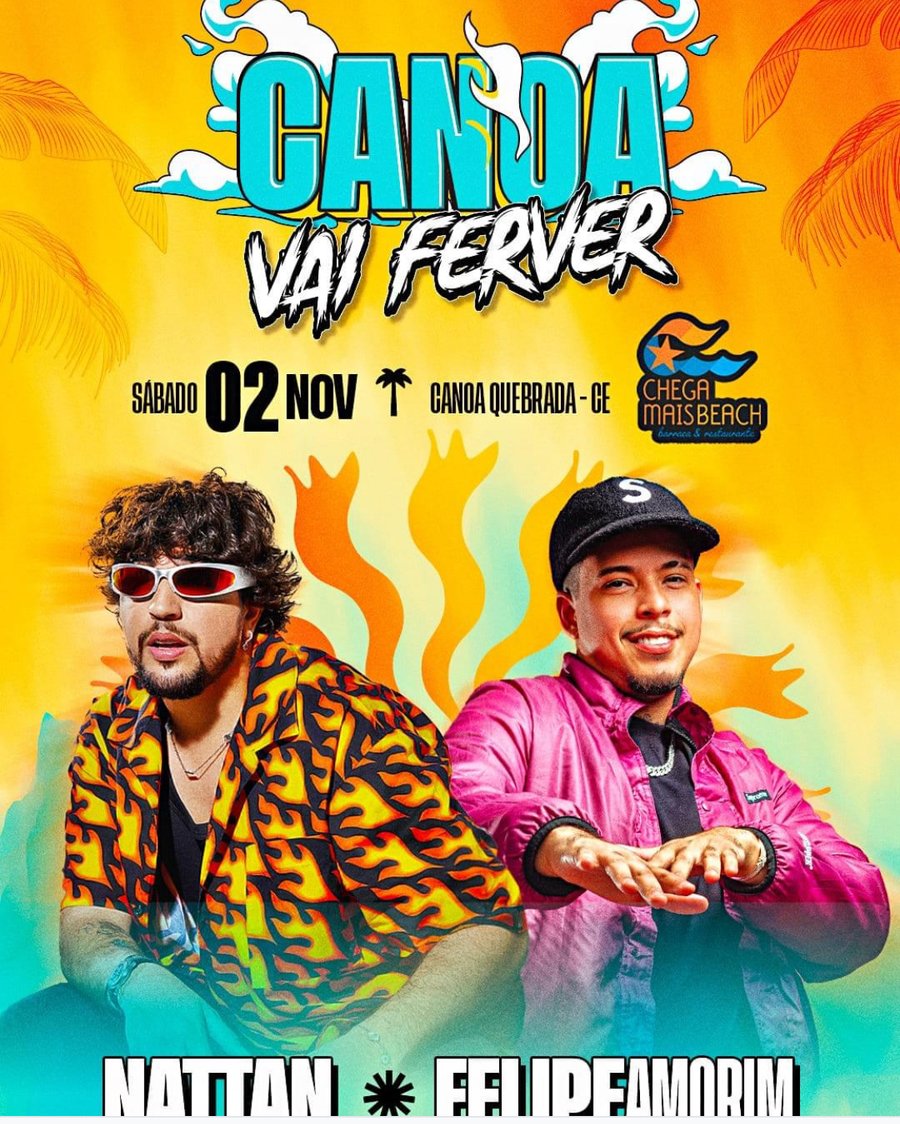 Show de Natan e Felipe Amorin promete agitar a noite de Canoa Quebrada em 2 de novembro