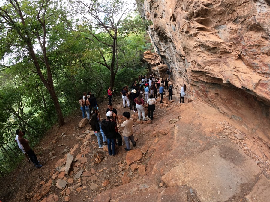 Cada pintura ganha sentido com a leitura do guia