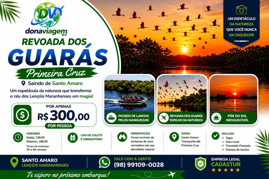 Passeio Revoada dos Guarás Dona Viagem SLZ